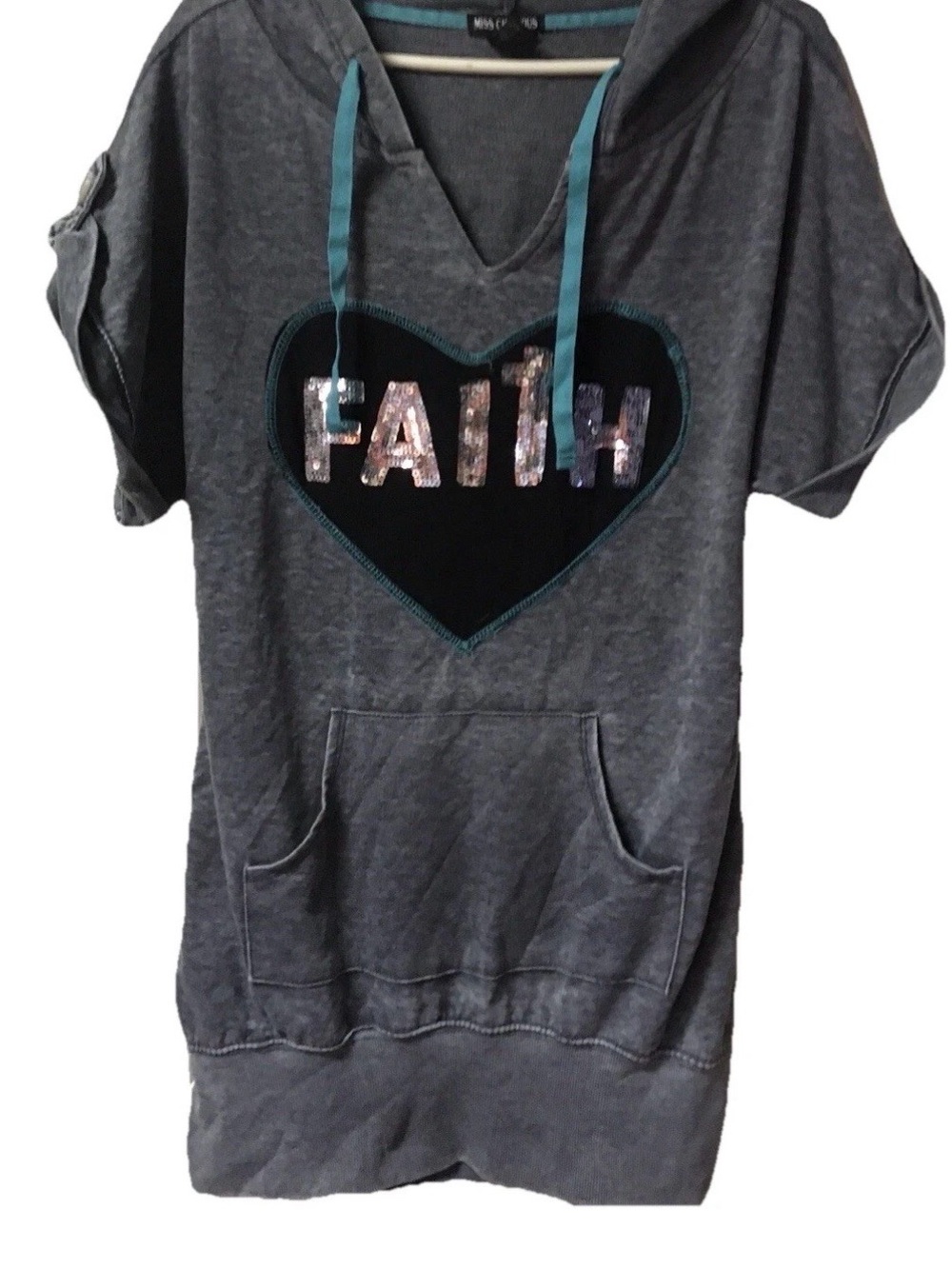 Miss Chievious ~ Women’s ~ Hoodie ~  Large ~  With Silver Heart ~ Says FAITH
